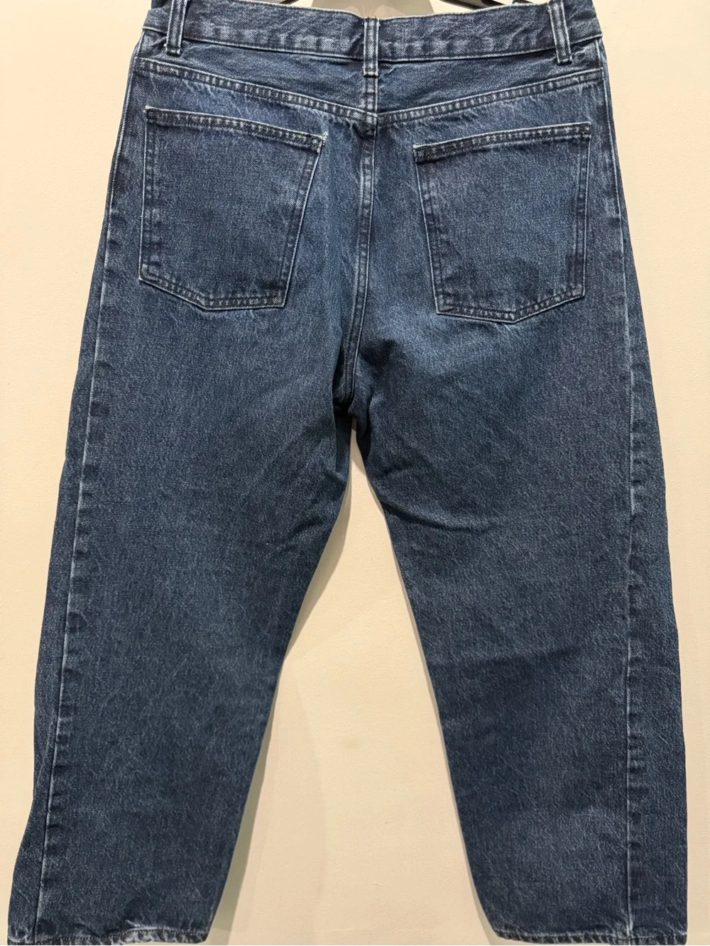 Madewell Pieced Barrel-Leg Jeans Rigid Cotton Blue Denim Mckinney Wash Sz.26 FLA